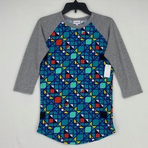 LuLaRoe Randy Knit Top Bright Multi Geometric XS